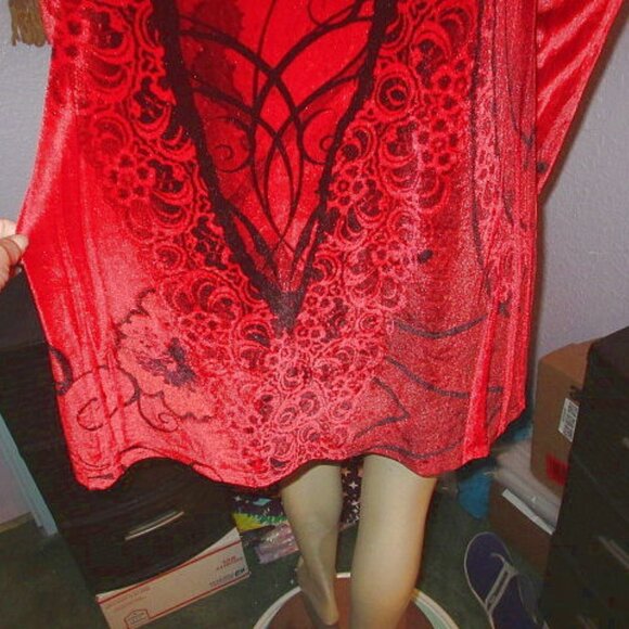 Vtg Pyramid Collection Velvet Babydoll Tunic Top Size M Ruffle Vamp Goth Grunge - Picture 9 of 10